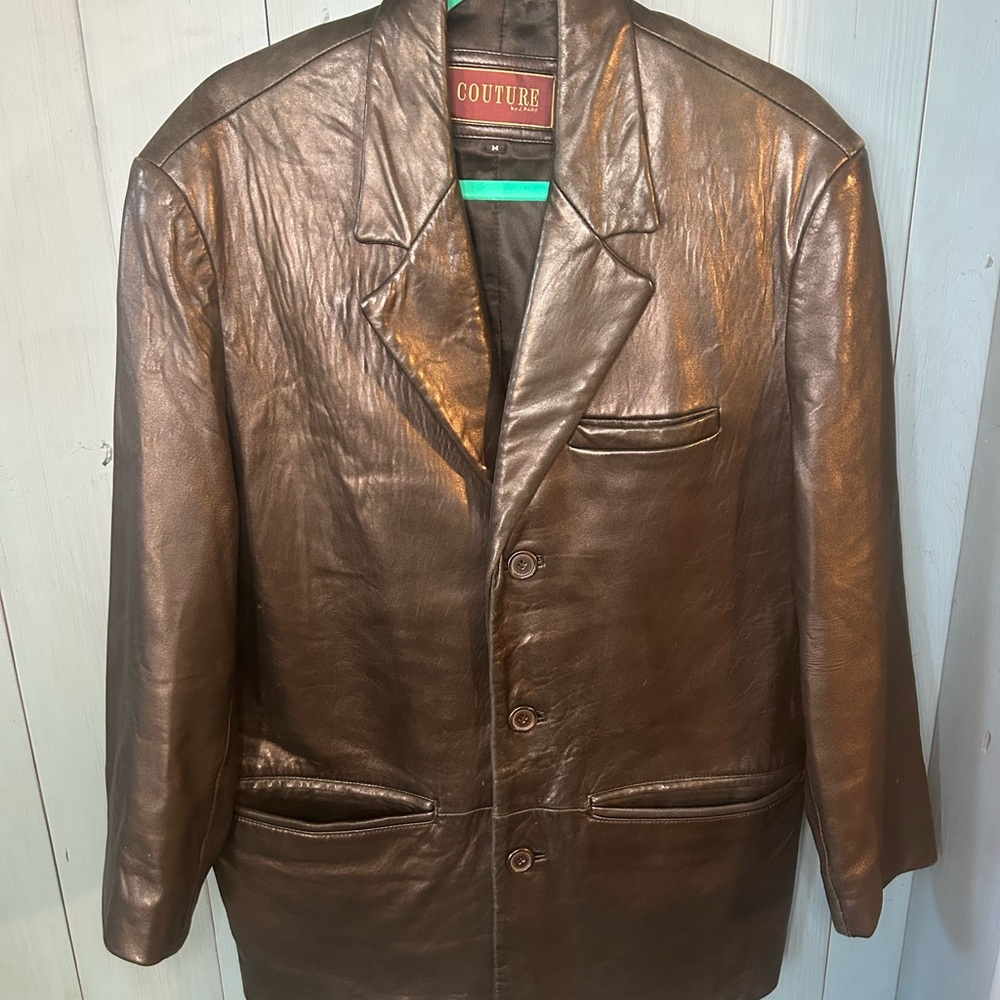 Vintage Couture by J. Park Men's Black Leather Jacket | Size Medium